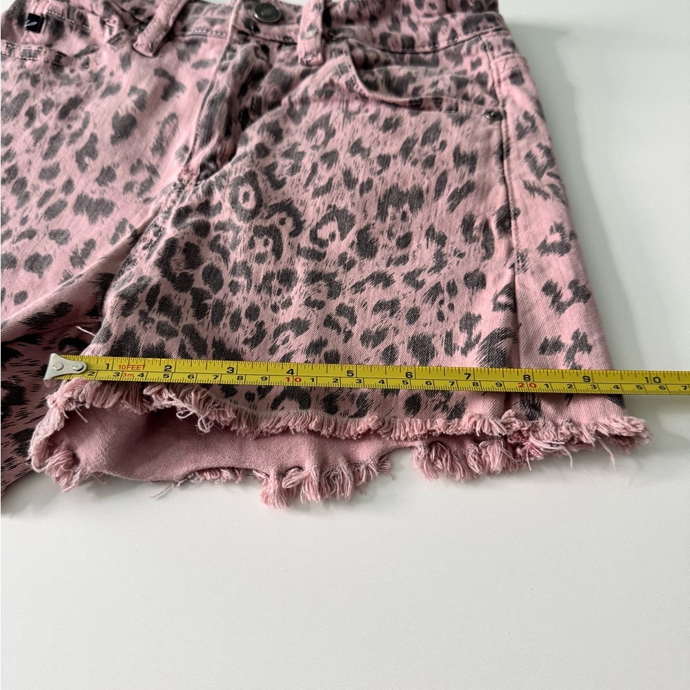 KanCan Pink and Black Cheetah Print Denim Shorts - Picture 7 of 9